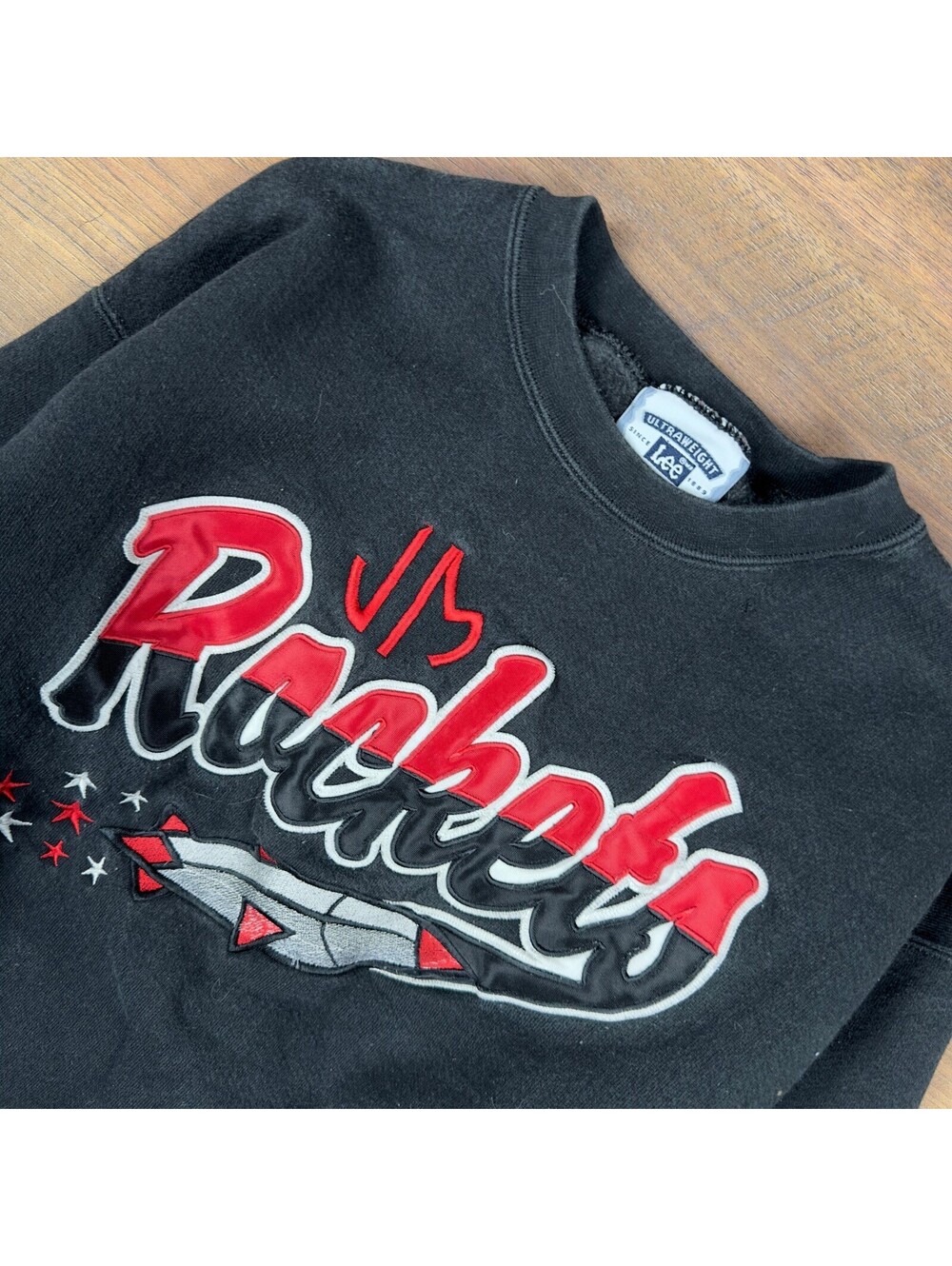 Vintage Lee JM Rockets Black Crewneck Sweatshirt Mens M 90s